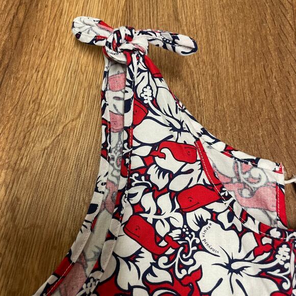 Vineyard Vines Target Red White Blue Hibiscus Whale Girls Romper Size XL/14-16 - Picture 4 of 9